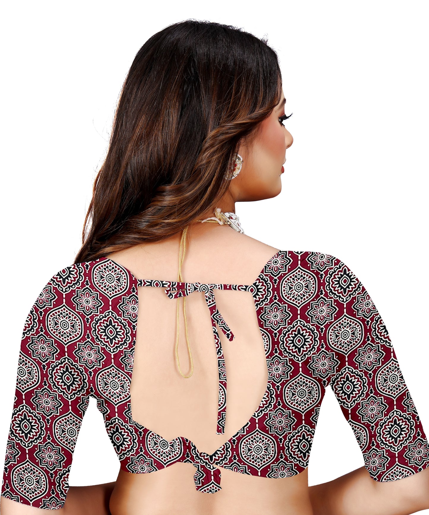 OWLSKY, SASSY & STYLO Womens Japan Satin Saree with Foil Print | Traditional Printed Saree with Unstitched Blouse | Festive Wear Saree for Women | Ethnic Designer Saree Maroon