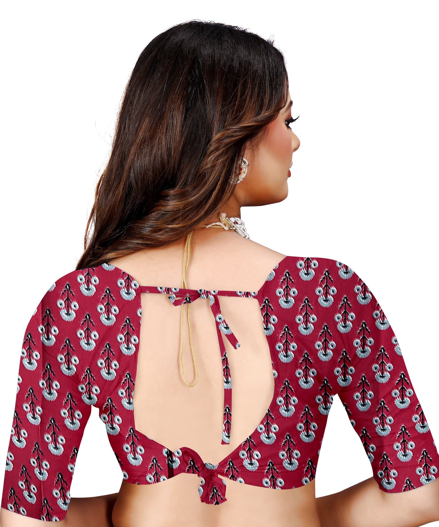 OWLSKY, SASSY & STYLO Womens Japan Satin Saree with Foil Print | Traditional Printed Saree with Unstitched Blouse | Festive Wear Saree for Women | Ethnic Designer Saree Dark Red