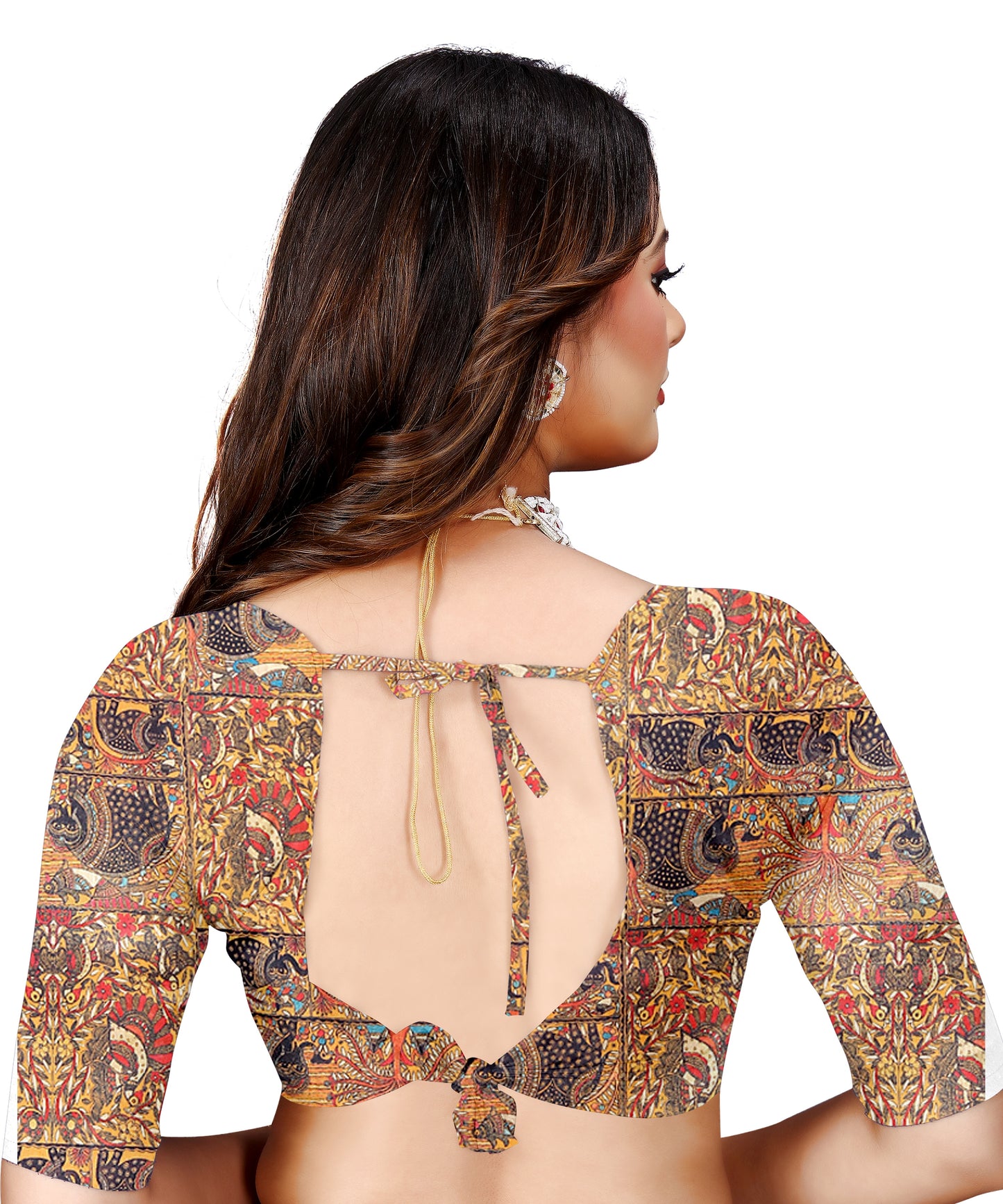 Madhubani Print Manipuri Silk Saree for Women | Indian Ethnic Party & Casual Wear | Unstitched Blouse Included Orange