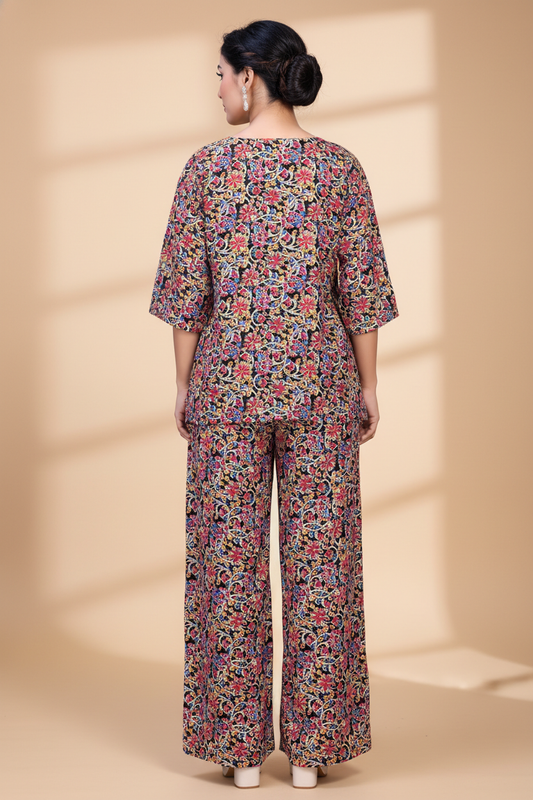 Owlsky Women Multicolour Floral Printed Pure Cotton Co-ord Set