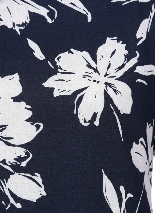 Owlsky Women Navy Blue & White Floral Printed Rayon Co-ord Set