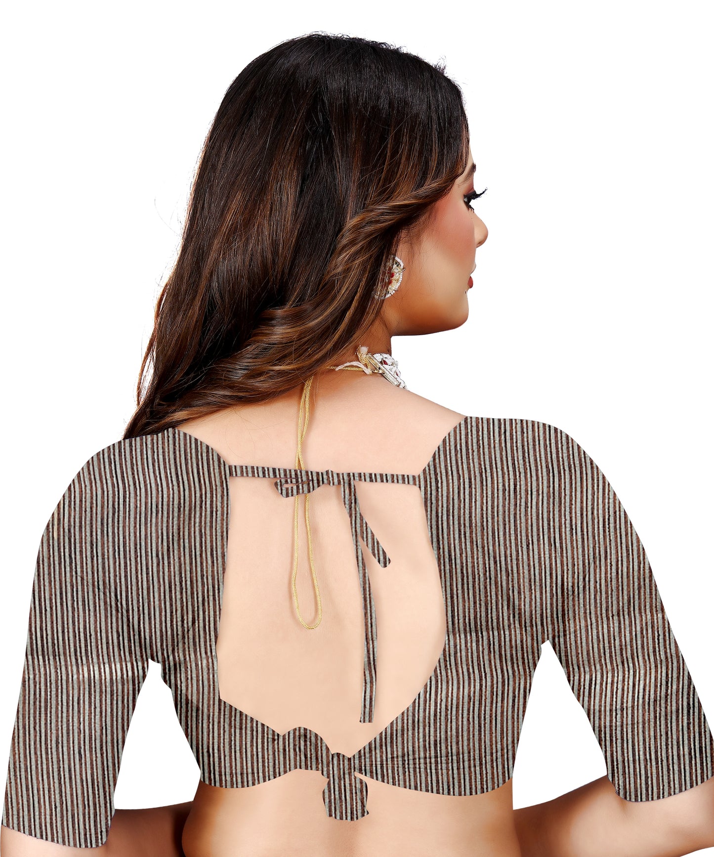 OWLSKY, SASSY & STYLO Women's Latest Elegant Linen Saree Foil Print work with Unstitched Blouse | Traditional Festive Collection Coffee Brown