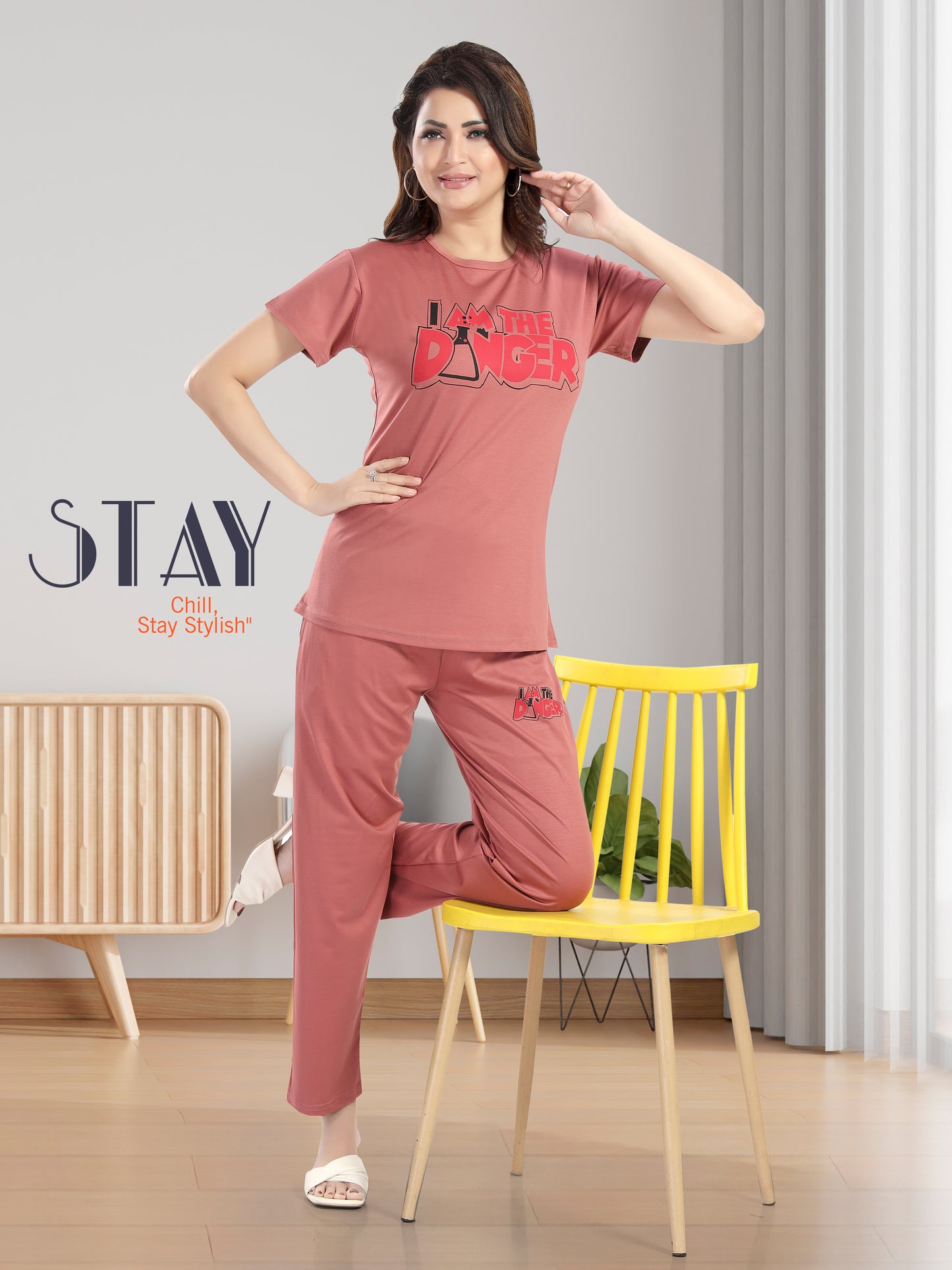 Women’s Cotton Printed Nightwear Set – Soft T-Shirt & Graphic Pajama Combo | Comfy Lounge & Sleepwear Set