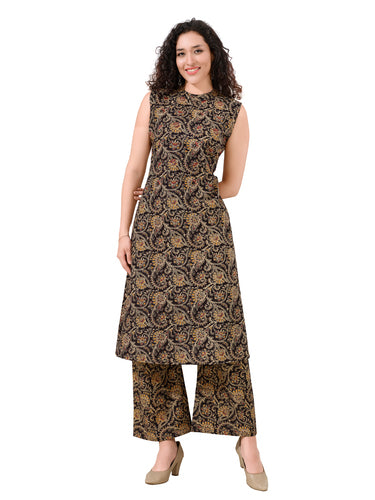 Handcrafted Kalamkari Print Pure Cotton Kurta Set ( With sleeves inside )
