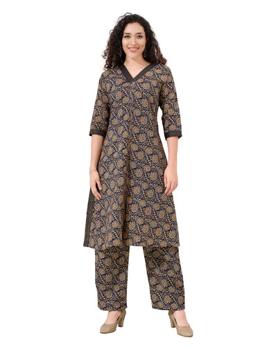 Kalamkari Print Pure Cotton V-Neck Co-ord Set