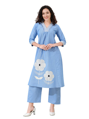 Handcrafted Mirror Work Cotton Cord Set – Comfort & Style