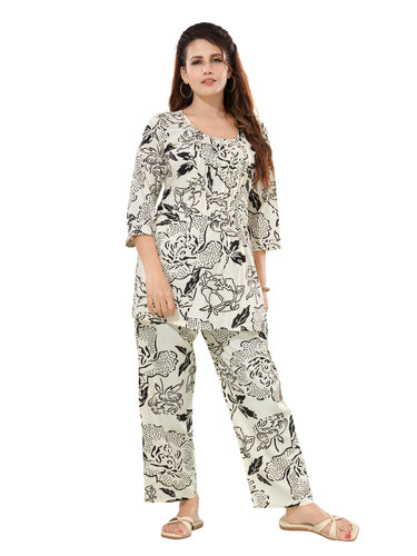 Handcrafted Jaipur Cotton Cord Set Elegant Daily Wear White