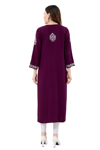 Owl Sky Lakhnavi Kurti – Premium Rayon Fabric, Elegant Ethnic Wear Maroon