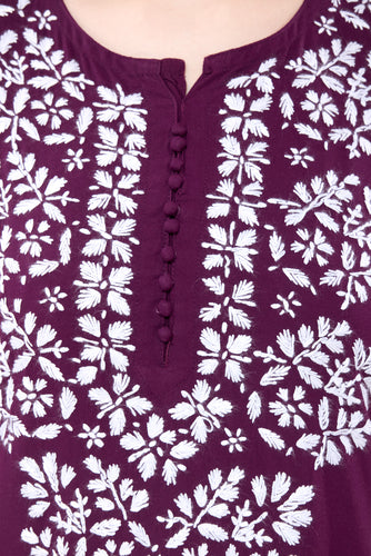 Owl Sky Lakhnavi Kurti – Premium Rayon Fabric, Elegant Ethnic Wear Maroon