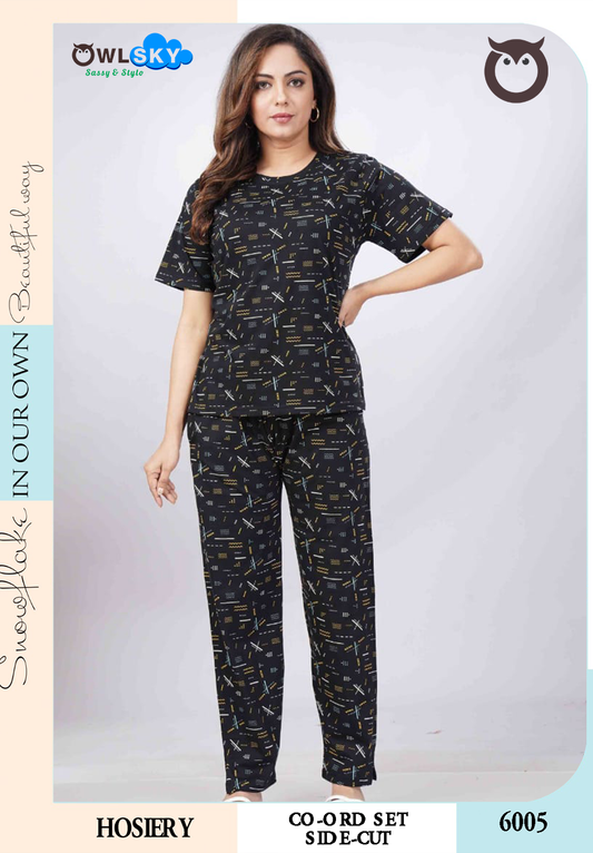 Printed Black Nightwear, Comfortable & stylish sleepwear