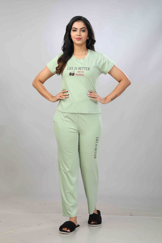 Women's Night Suit – Soft, Stylish & Comfortable Sleepwear for Women Green, Summer Night Suit for Women