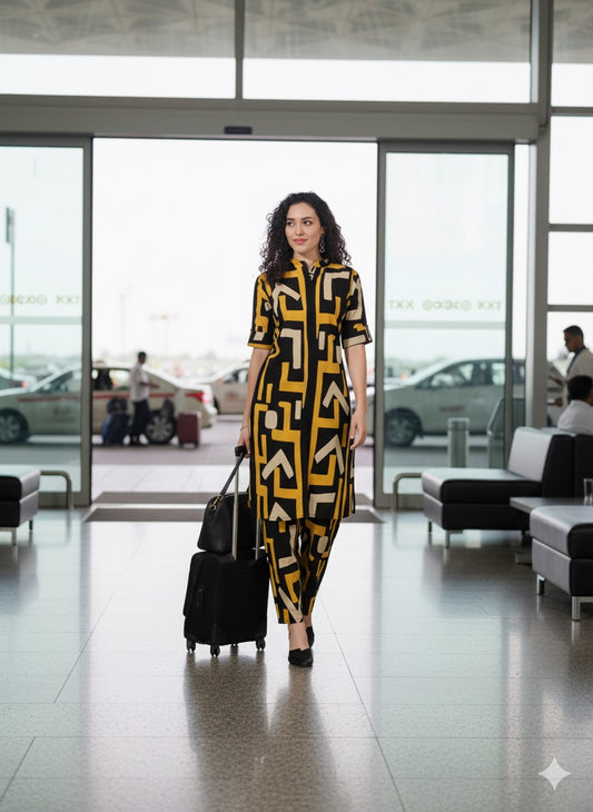 Designer Pure Cotton Co-ord Set with Geometrical Prints