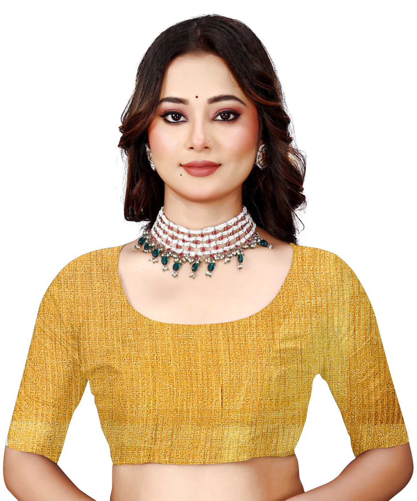 OWLSKY, SASSY & STYLO Women's Elegant Linen Weaving Saree with Unstitched Blouse Piece Golden