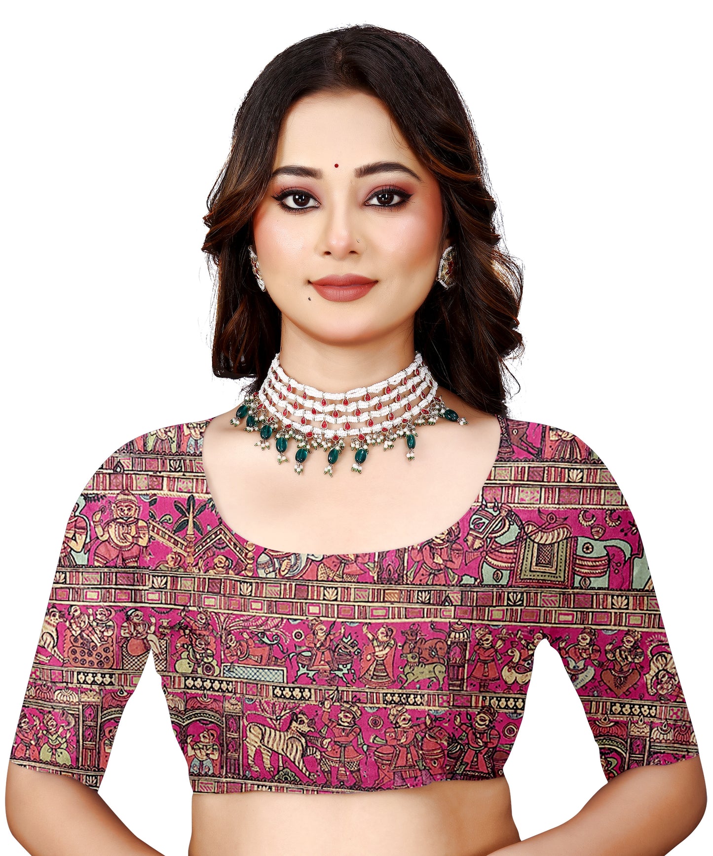 Madhubani Print Manipuri Silk Saree for Women | Indian Ethnic Party & Casual Wear | Unstitched Blouse Included Pink