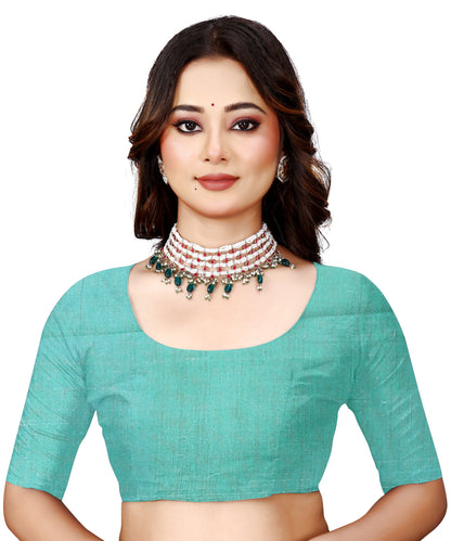 OWLSKY, SASSY & STYLO Jacquard Saree for Women | Elegant Weaving Work | Jacquard Silk Saree with Unstitched Blouse for Women | Unique Digital Pallu Art Sea Green