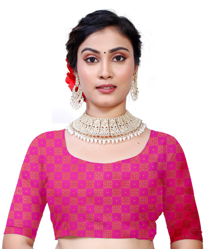 Owlsky Women's Kanjivaram Silk Saree Soft Banarasi Style with Golden & Silver Zari Border | Elegant Silk Look Saree with Unstitched Blouse Piece Bottle Green