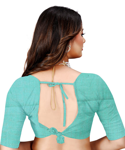 OWLSKY, SASSY & STYLO Jacquard Saree for Women | Elegant Weaving Work | Jacquard Silk Saree with Unstitched Blouse for Women | Unique Digital Pallu Art Sea Green