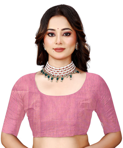 OWLSKY, SASSY & STYLO Jacquard Saree for Women | Elegant Weaving Work | Jacquard Silk Saree with Unstitched Blouse for Women | Unique Digital Pallu Art Pink