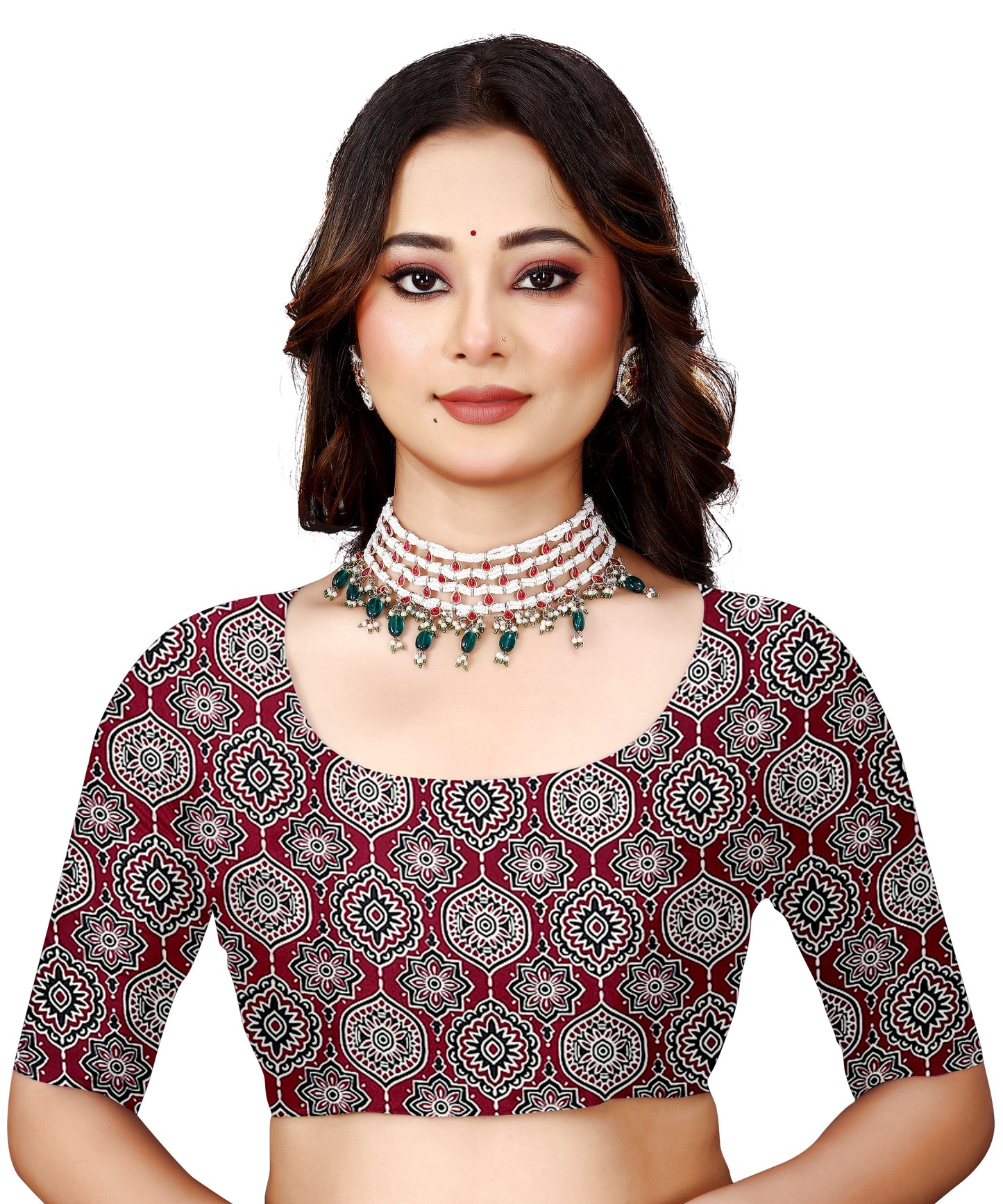 OWLSKY, SASSY & STYLO Womens Japan Satin Saree with Foil Print | Traditional Printed Saree with Unstitched Blouse | Festive Wear Saree for Women | Ethnic Designer Saree Maroon