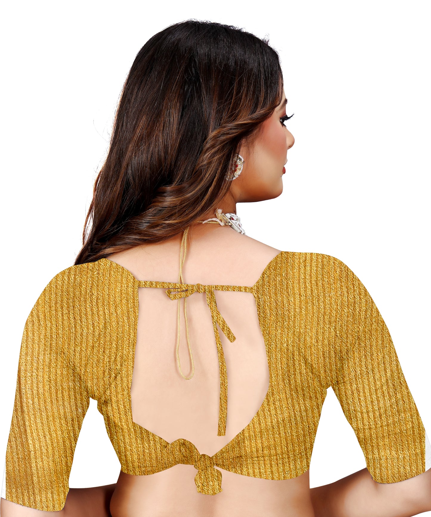 OWLSKY, SASSY & STYLO Women's Elegant Linen Weaving Saree with Unstitched Blouse Piece Yellow