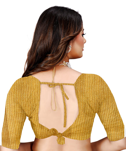 OWLSKY, SASSY & STYLO Women's Elegant Linen Weaving Saree with Unstitched Blouse Piece Yellow