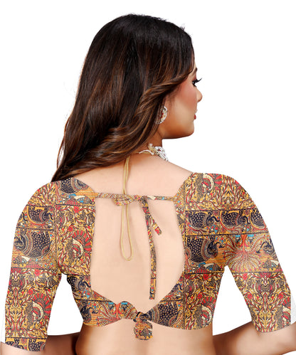 Madhubani Print Manipuri Silk Saree for Women | Indian Ethnic Party & Casual Wear | Unstitched Blouse Included Orange