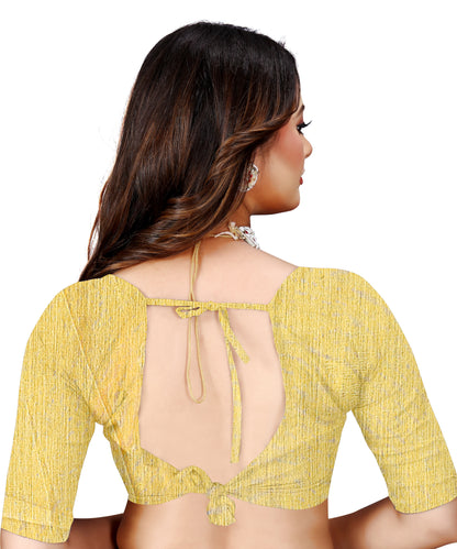 OWLSKY, SASSY & STYLO Jacquard Saree for Women | Elegant Weaving Work | Jacquard Silk Saree with Unstitched Blouse for Women | Unique Digital Pallu Art Yellow