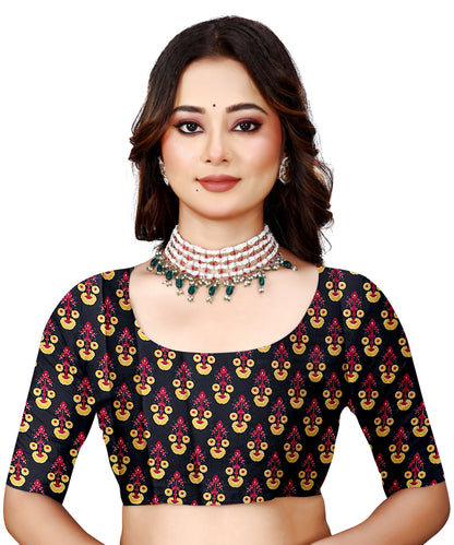 OWLSKY, SASSY & STYLO Womens Japan Satin Saree with Foil Print | Traditional Printed Saree with Unstitched Blouse | Festive Wear Saree for Women | Ethnic Designer Saree Brown