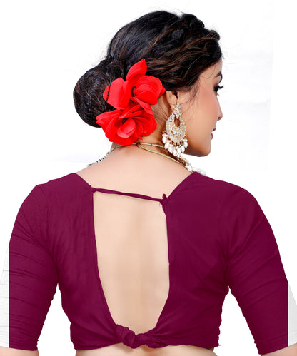 Owl Sky Kanjivaram Cotton Silk Saree for Women with Zari Border | Traditional Indian Saree with Unstitched Blouse Piece | Lightweight Festival Wear Saree | Elegant Soft Cotton Silk Saree Magenta