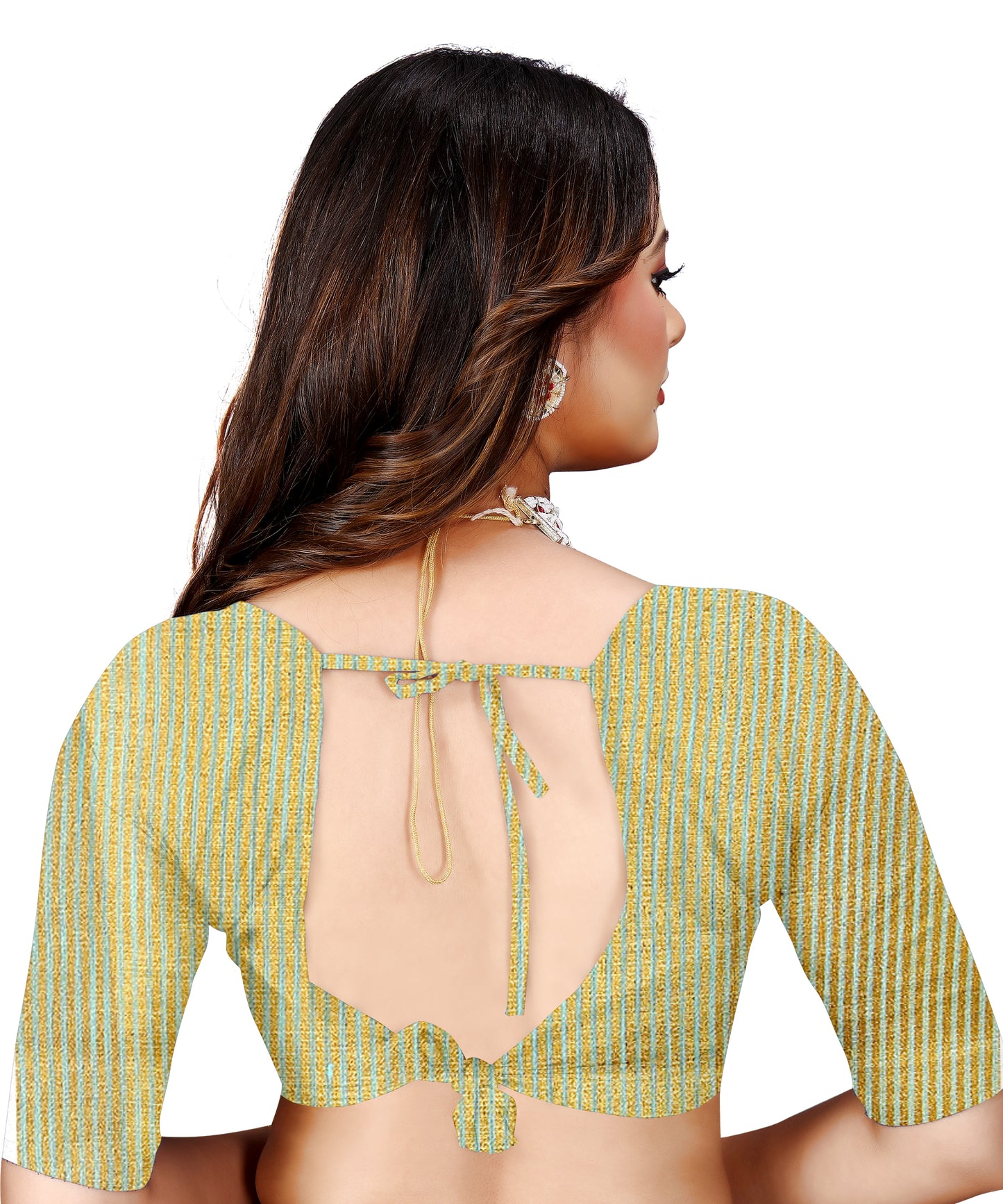 OWLSKY, SASSY & STYLO Women's Elegant Linen Weaving Saree with Unstitched Blouse Piece Olive Green