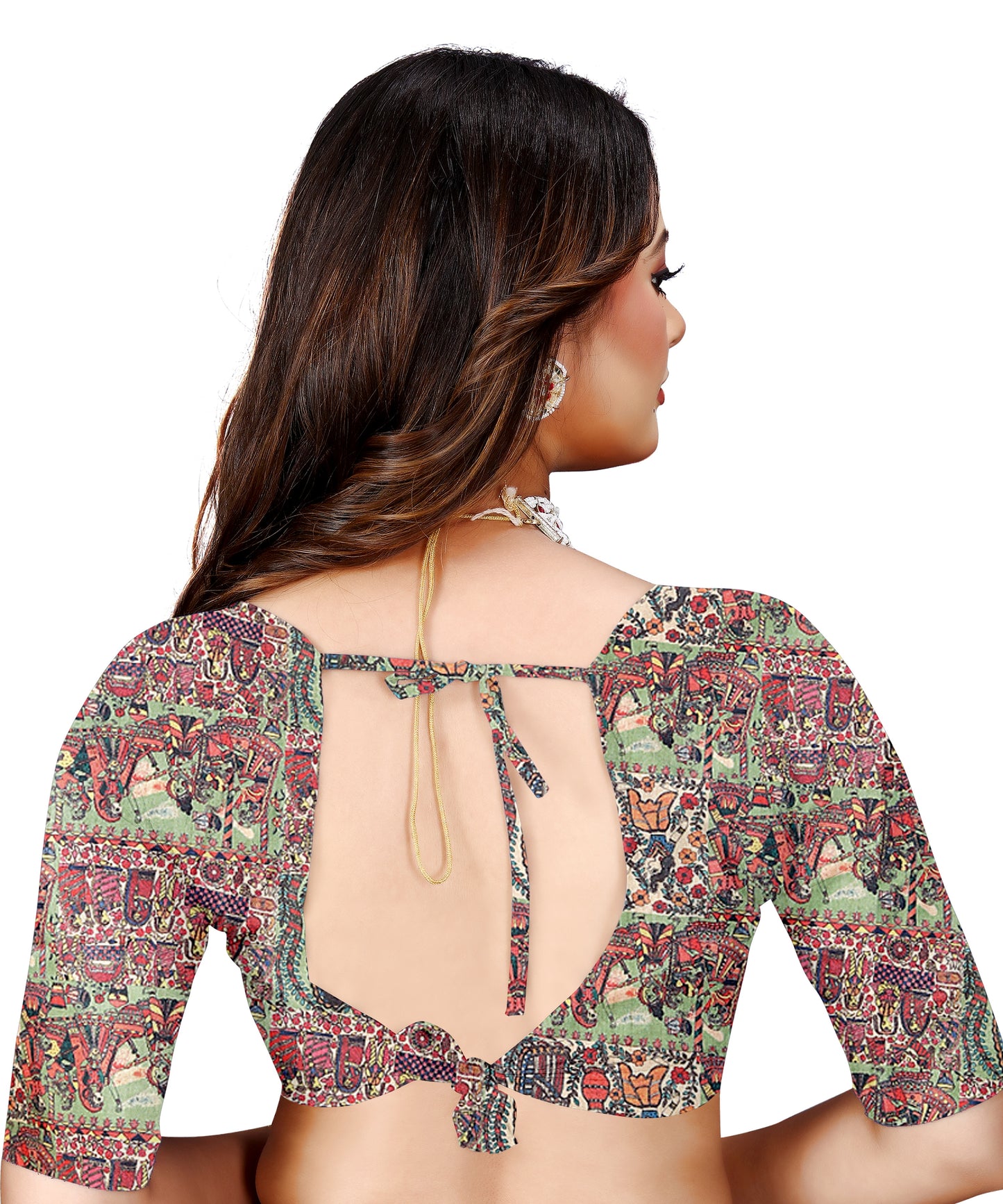 Madhubani Print Manipuri Silk Saree for Women | Indian Ethnic Party & Casual Wear | Unstitched Blouse Included Gold