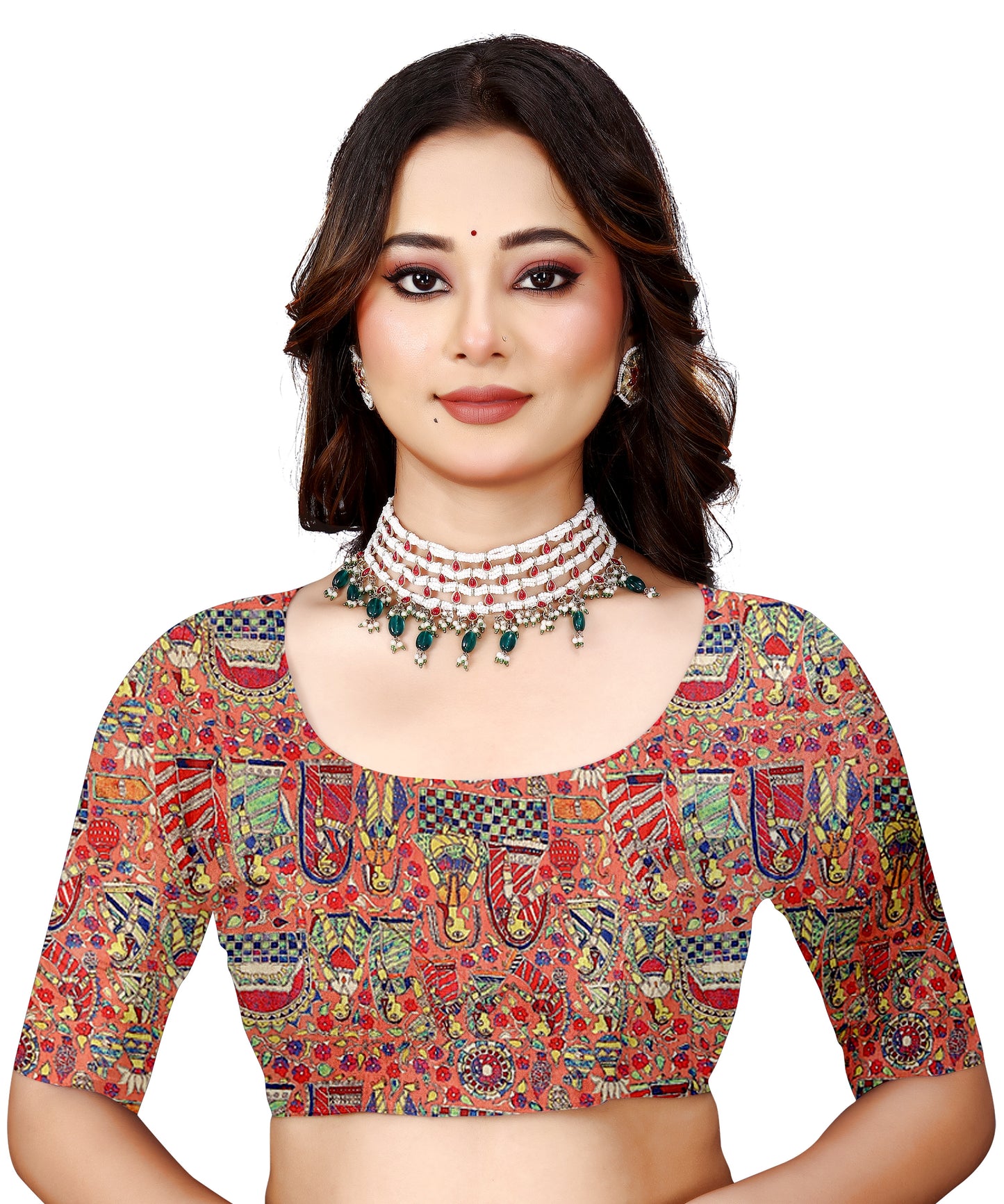 Madhubani Print Manipuri Silk Saree for Women | Indian Ethnic Party & Casual Wear | Unstitched Blouse Included Red