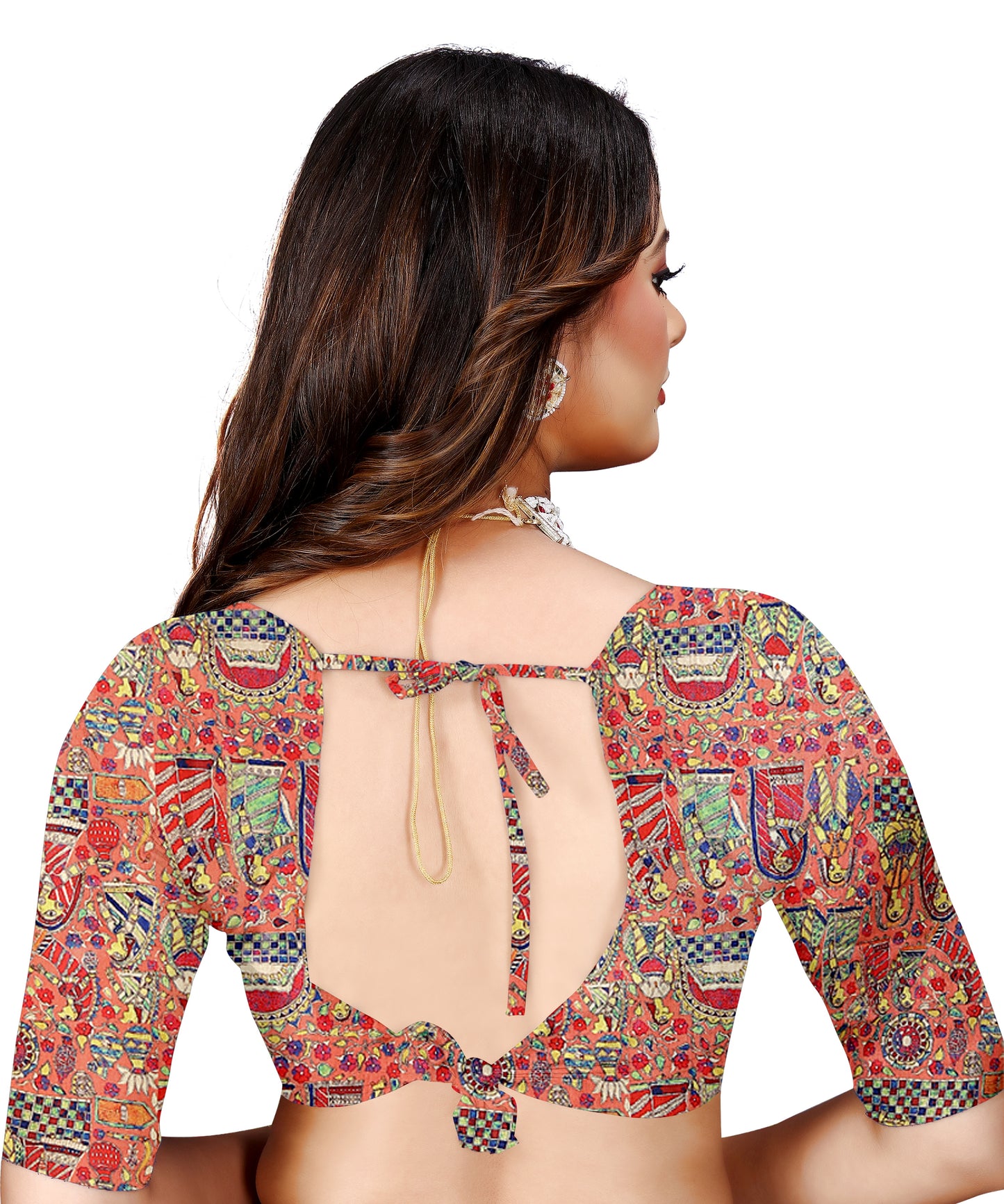 Madhubani Print Manipuri Silk Saree for Women | Indian Ethnic Party & Casual Wear | Unstitched Blouse Included Red