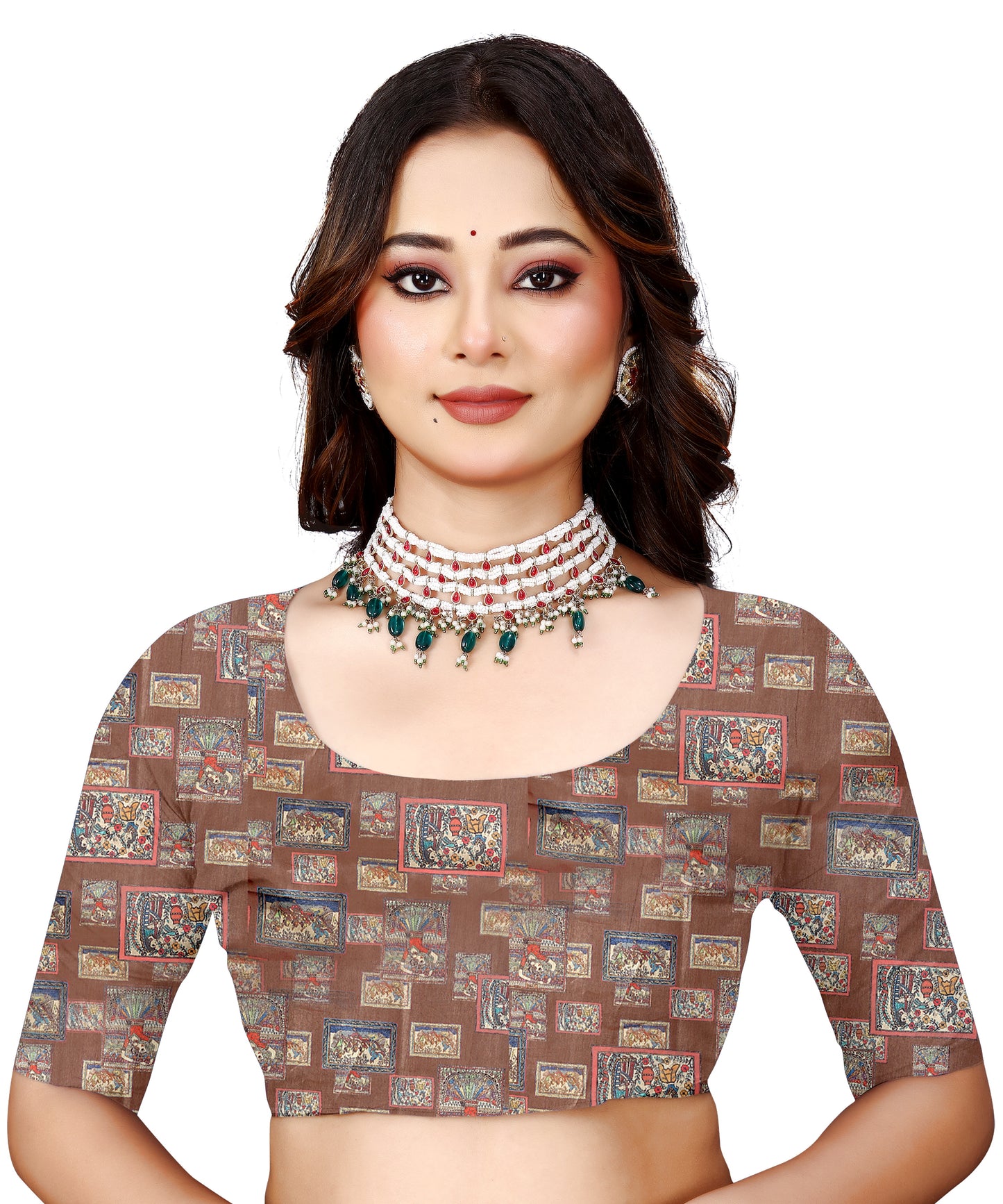 Madhubani Print Manipuri Silk Saree for Women | Indian Ethnic Party & Casual Wear | Unstitched Blouse Included Maroon