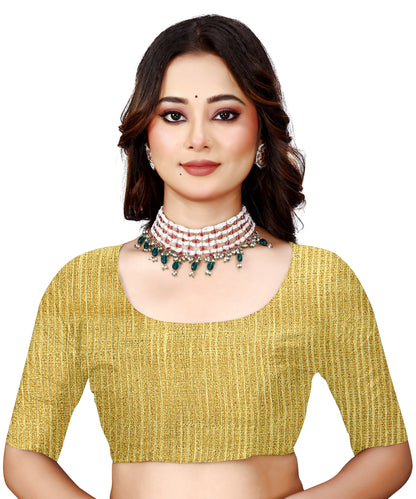 OWLSKY, SASSY & STYLO Women's Elegant Linen Weaving Saree with Unstitched Blouse Piece Haldi Yellow