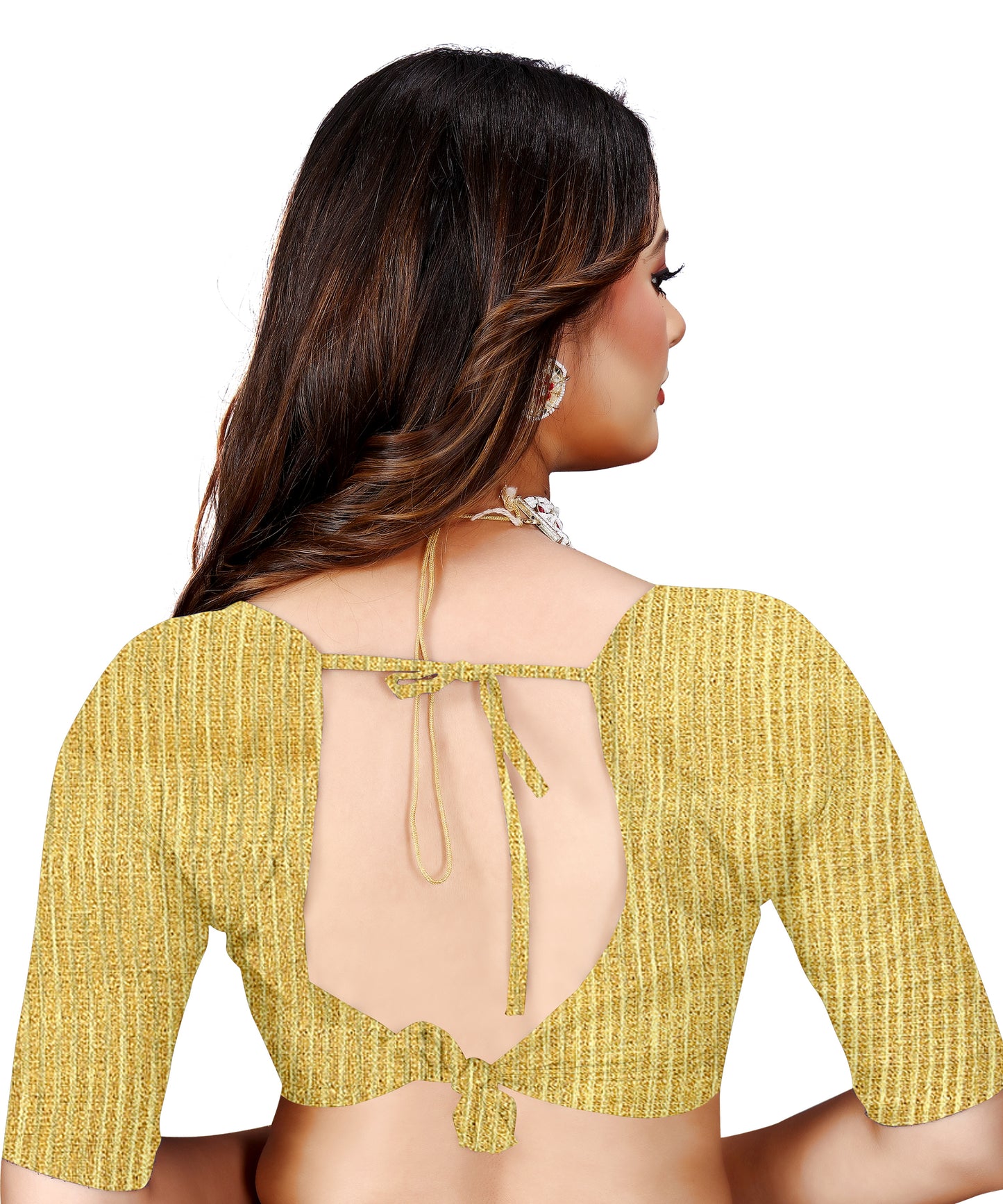 OWLSKY, SASSY & STYLO Women's Elegant Linen Weaving Saree with Unstitched Blouse Piece Haldi Yellow