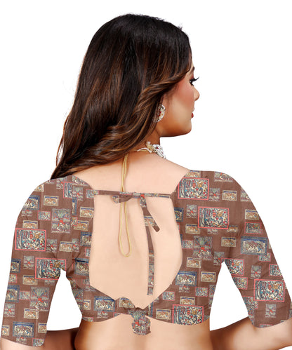 Madhubani Print Manipuri Silk Saree for Women | Indian Ethnic Party & Casual Wear | Unstitched Blouse Included Maroon