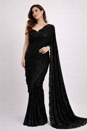 Georgette Saree with Heavy Sequinned Embroidery & Zalar Pallu