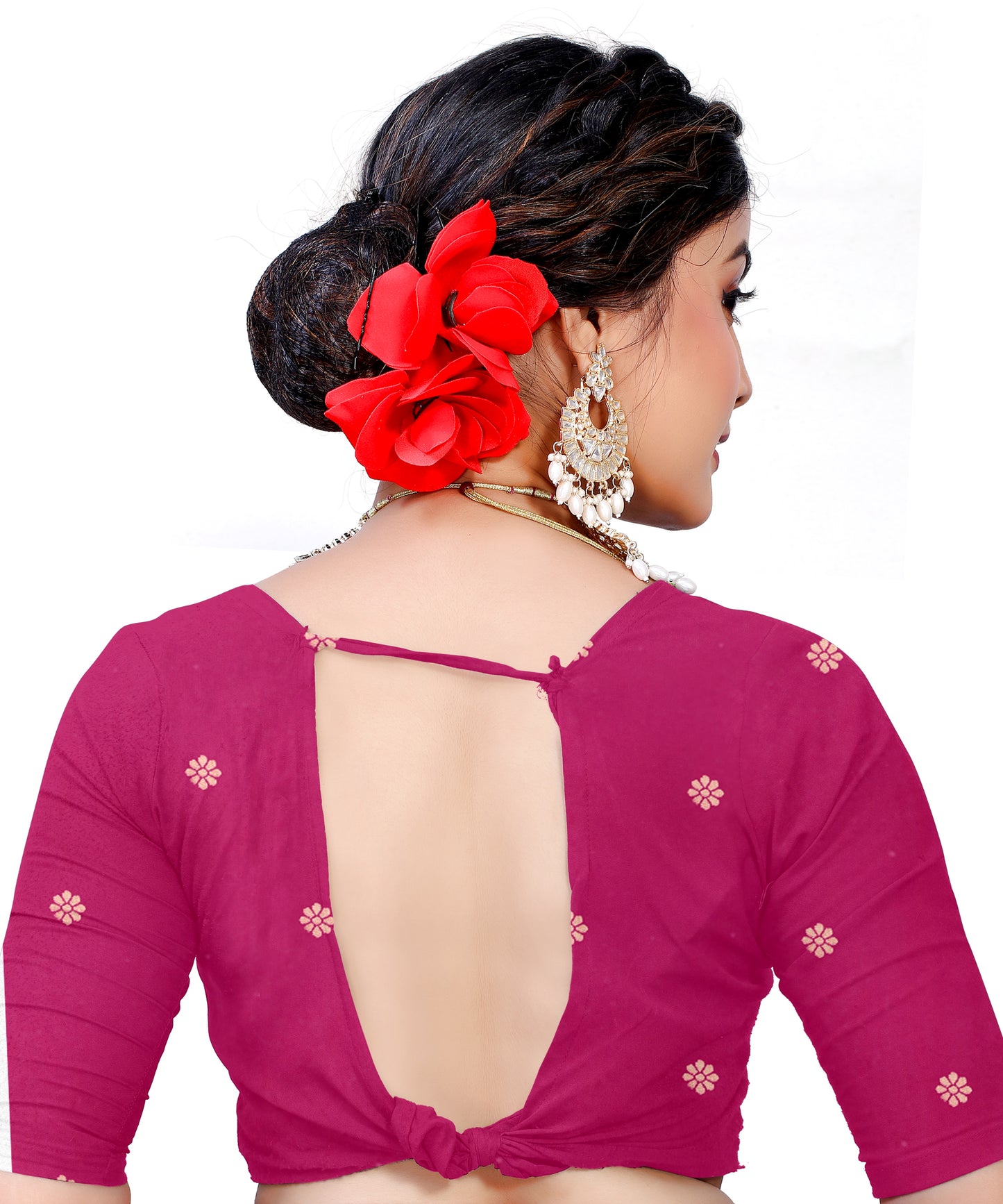 Kanjivaram Cotton Silk Saree for Women with Zari Border | Traditional Indian Saree with Unstitched Blouse Piece | Lightweight Festival Wear Saree | Elegant Soft Cotton Silk Saree Magenta Pink