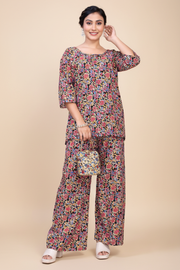 Owlsky Women Multicolour Floral Printed Pure Cotton Co-ord Set
