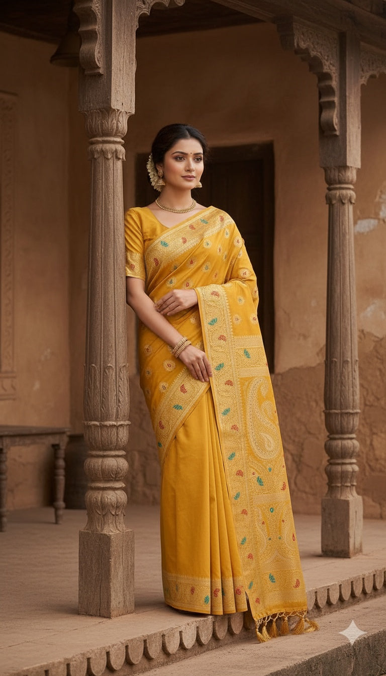 OWLSKY, SASSY & STYLO Women’s Patola Silk Saree with Unstitched Blouse | Woven Ethnic Design | Dual Tone Traditional Saree | Festive, Casual & Office Wear