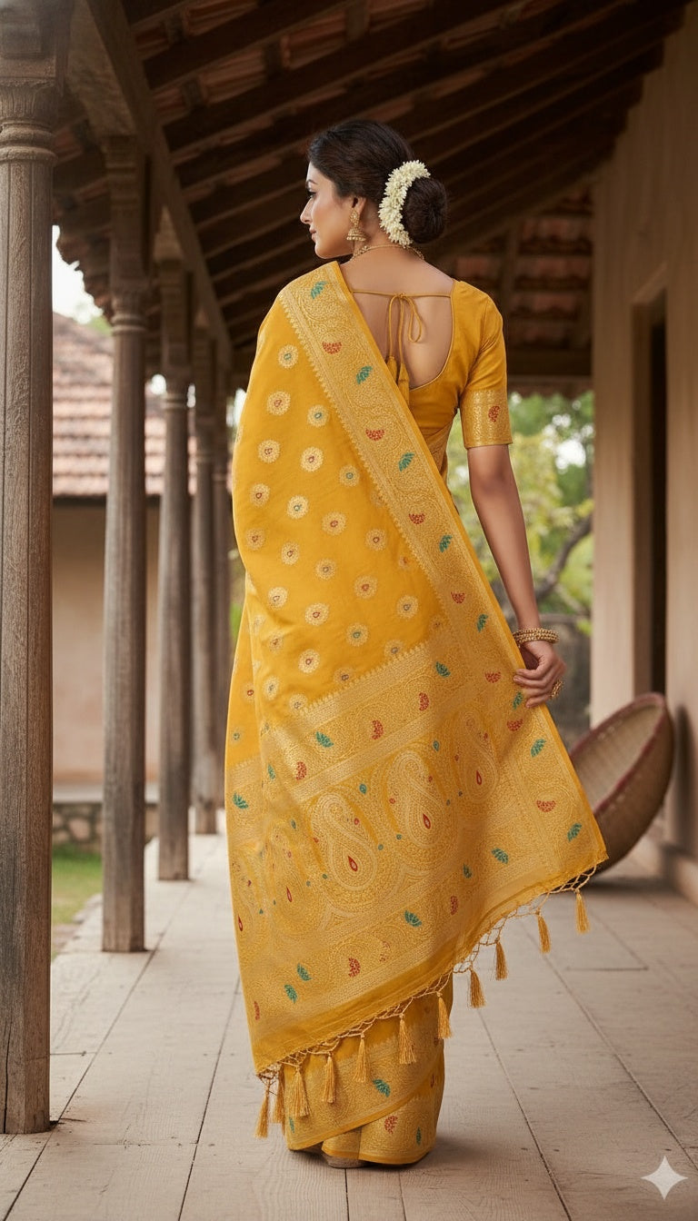 OWLSKY, SASSY & STYLO Women’s Patola Silk Saree with Unstitched Blouse | Woven Ethnic Design | Dual Tone Traditional Saree | Festive, Casual & Office Wear