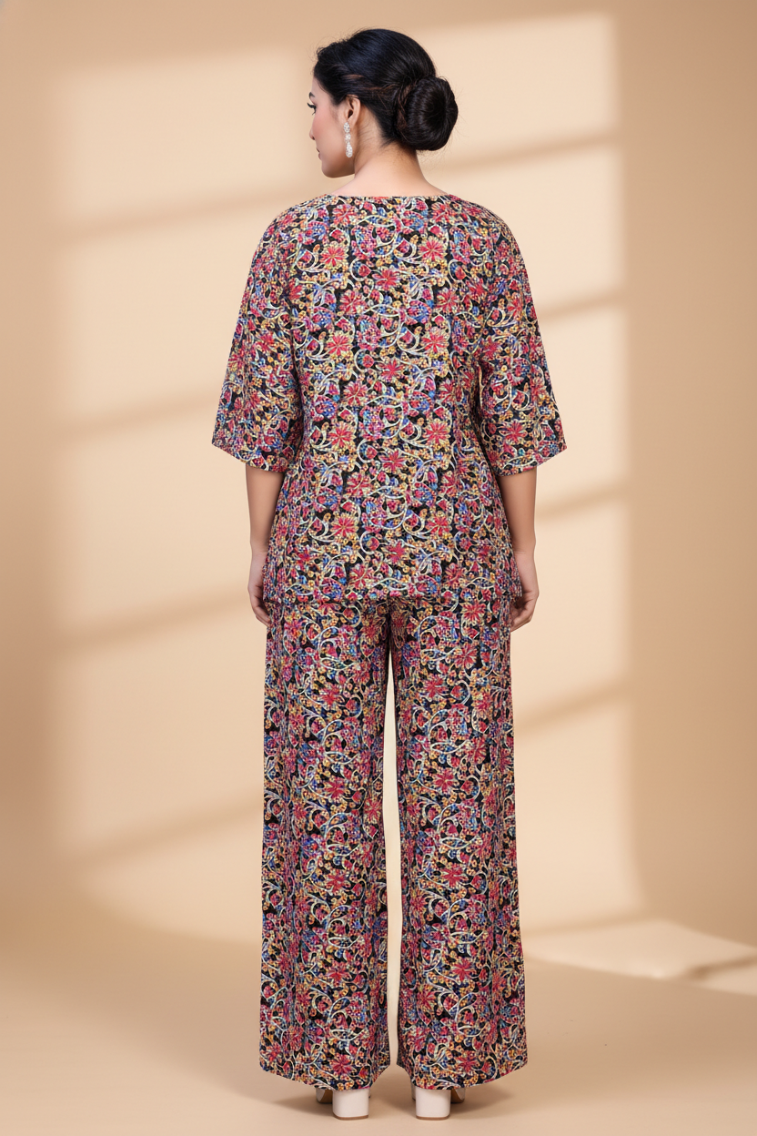 Owlsky Women Multicolour Floral Printed Pure Cotton Co-ord Set