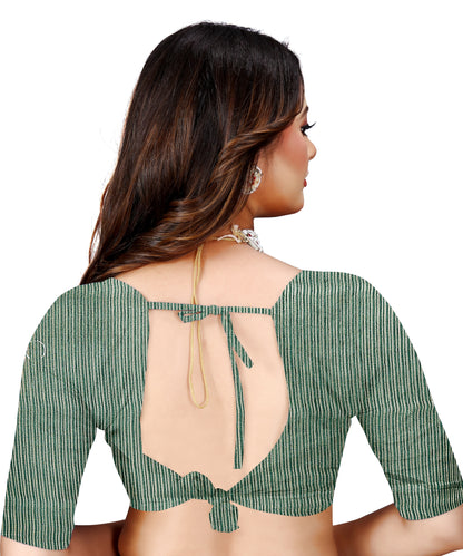 OWLSKY, SASSY & STYLO Women's Latest Elegant Linen Saree Foil Print work with Unstitched Blouse | Traditional Festive Collection Sage Green