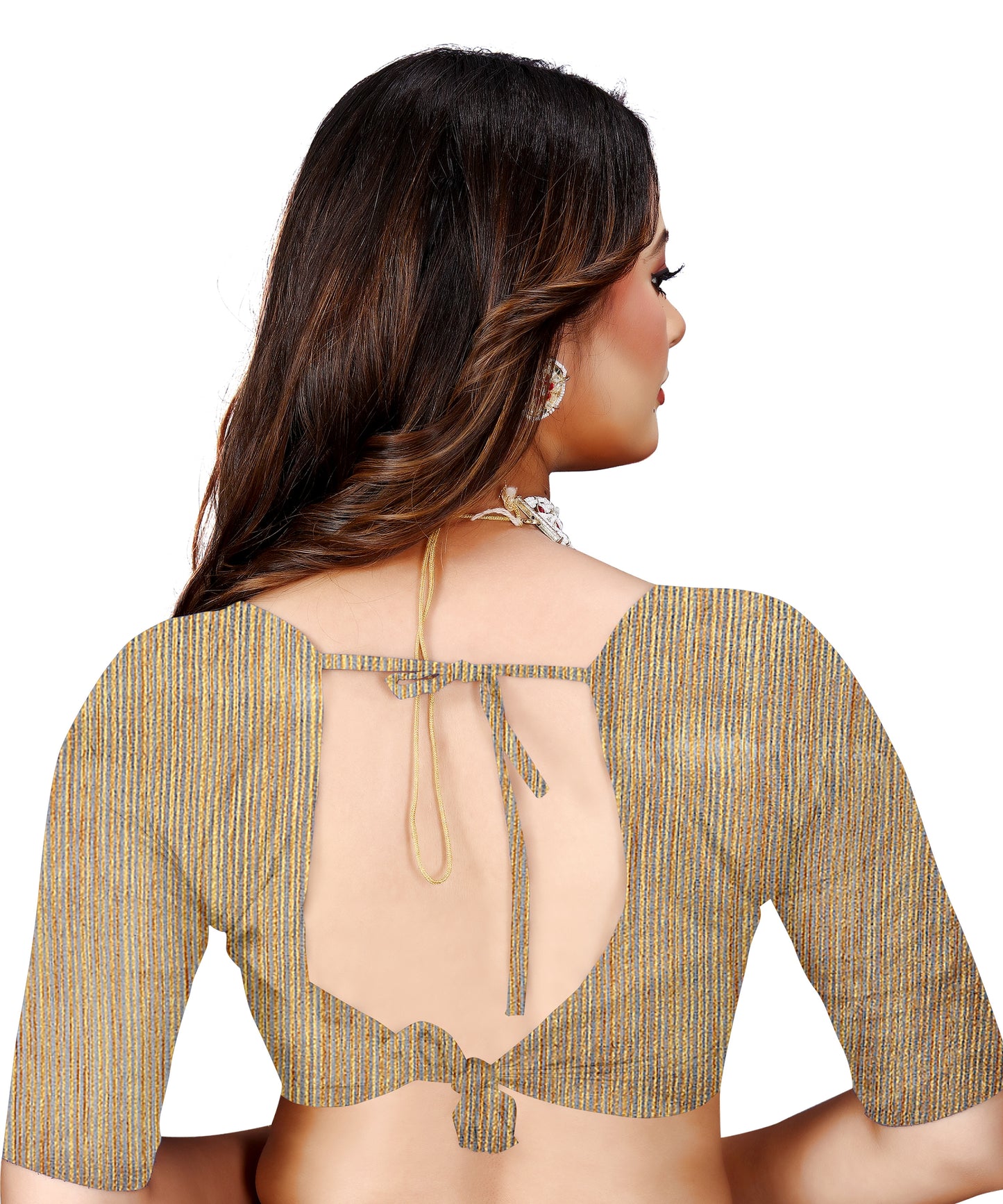 OWLSKY, SASSY & STYLO Women's Latest Elegant Linen Saree Foil Print work with Unstitched Blouse | Traditional Festive Collection Sage Golden Beige