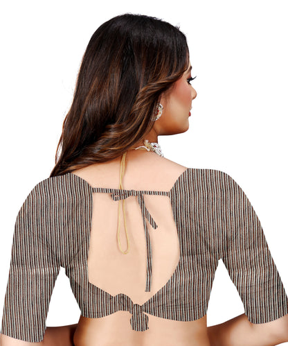 OWLSKY, SASSY & STYLO Women's Latest Elegant Linen Saree Foil Print work with Unstitched Blouse | Traditional Festive Collection Coffee Brown