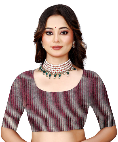 OWLSKY, SASSY & STYLO Women's Latest Elegant Linen Saree Foil Print work with Unstitched Blouse | Traditional Festive Collection Sage Wine Purple