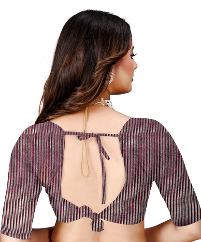 OWLSKY, SASSY & STYLO Women's Latest Elegant Linen Saree Foil Print work with Unstitched Blouse | Traditional Festive Collection Sage Wine Purple