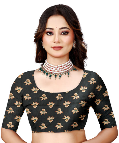 OWLSKY, SASSY & STYLO Women's Trendy Blended Silk Saree with Kalamkari Pallu & Designer Border | Festive Traditional Saree for Women | Traditional floral Motif | Saree With Unstitched Blouse Parrot Green