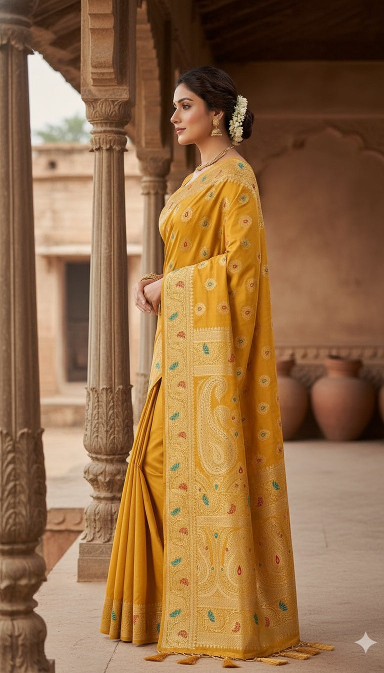 OWLSKY, SASSY & STYLO Women’s Patola Silk Saree with Unstitched Blouse | Woven Ethnic Design | Dual Tone Traditional Saree | Festive, Casual & Office Wear